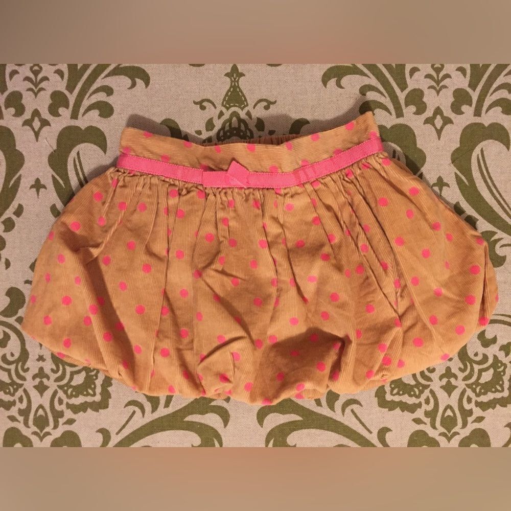 baby Gap Girls Corduroy Bubble Skirt with Pink Polka Dots Size 12-18 Months